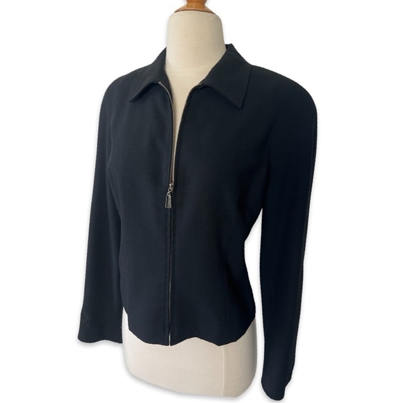 Nordstrom Zip Up Jacket Worsted Wool Black Blazer 4 - Picture 1 of 10